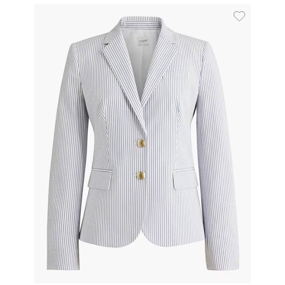 J. Crew Seersucker blue & white stripe blazer